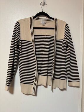 Hampstead Cream and Black Striped Open-Front Cardigan
